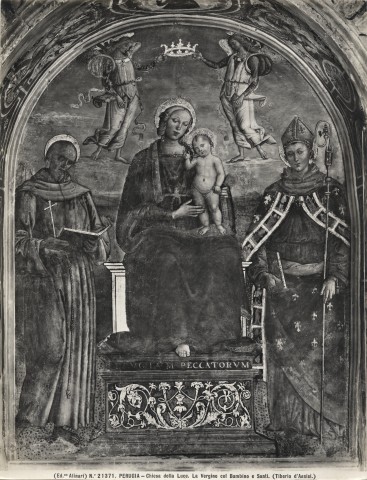 Alinari, Fratelli — Perugia - Chiesa della Luce. La Vergine col Bambino e Santi. (Tiberio d'Assisi) — insieme